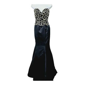 Sherri Hill black mermaid prom dress gown w gold beading 2